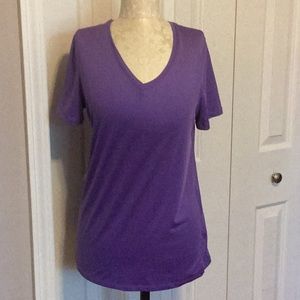 Athletic works purple top, size L, short sleeves polyester spandex, like new